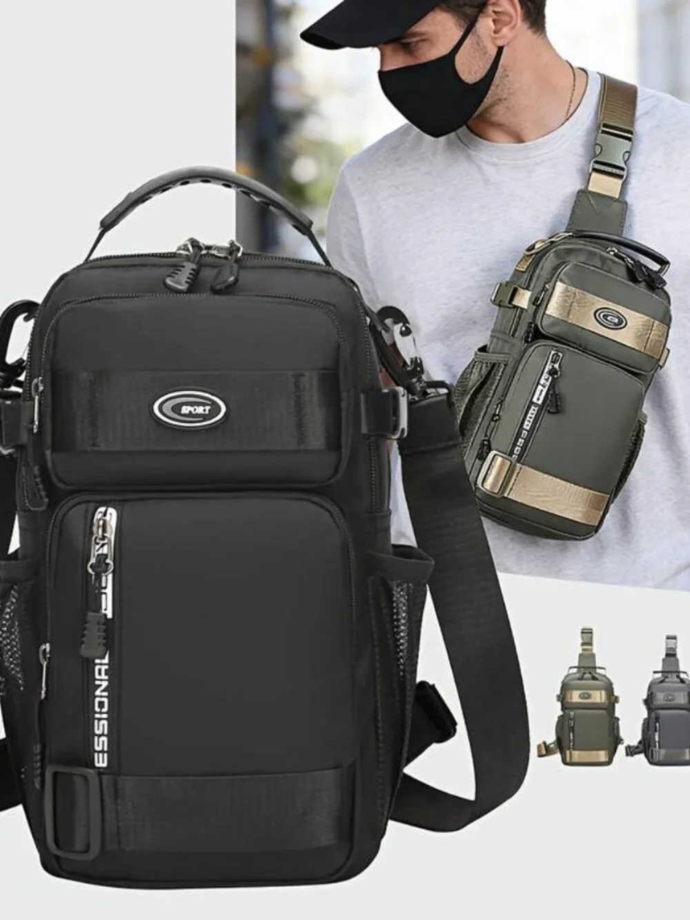 Unisex Sling Chest Bag Multi Pocket Crossbody Backpack